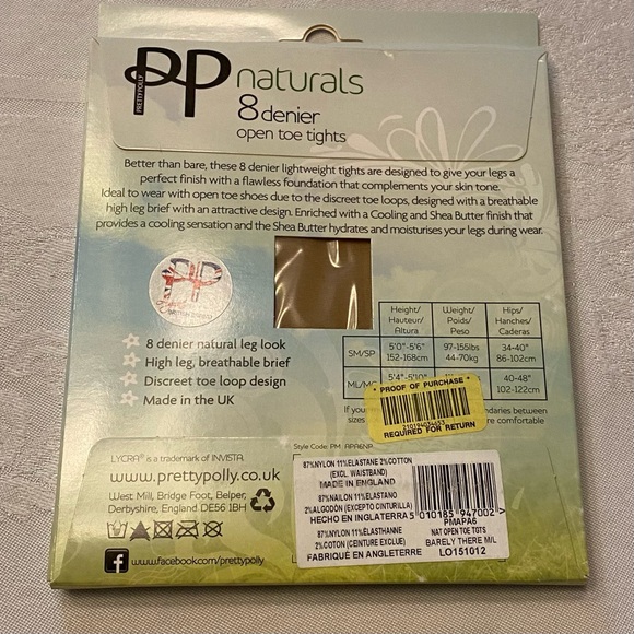 NIB Sheer tights, open toe, Pretty Polly, size ML/MG, barely there - Picture 2 of 2
